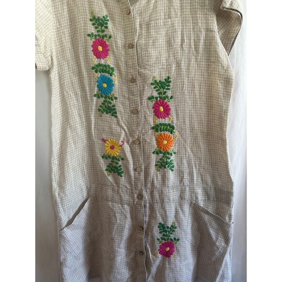 Sister Mary Embroidered Linen Shirt Dress Women’s Small - Picture 4 of 7